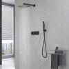 Brass Matte Black Shower Faucet Set Shower System 10 Inch Rainfall Shower Head with Handheld Sprayer Bathroom Luxury Rain Mixer Combo