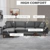 L-Shape Sofa, Modern Sectional Couch with Changeable Chaise Lounge, Pillows and Wooden Legs for Living Room, Dark Grey