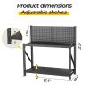 Temu only supports self pickup Work Bench with Pegboard,Heavy Duty 3000lbs Capacity Workbench with Wheels Adjustable Shelves,Tool Cart