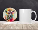 Hippie Animal Goat Large Sandstone Coasters Pack of 4 Absorbent Round Coasters Decor Gifts for Men or Women, 4 in, Multicolor