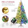 HOMCOM 7.5ft Artificial Snow Christmas Tree with Frosted Branches LED Lights Steel Base for Festive Home Decor