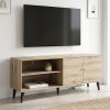 Amidon TV Stand for TVs up to 63", with 2 Storage Shelves& 1 Cabinet, Modern Entertainment Centre for TV in Living Room in Oak