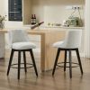 007-Swivel Counter Chairs, Modern Linen Fabric with Button-Tufted Backrest, Stylish Bar Stools, Set of 2 for Bar, Kitchen Island, Dining Room, White