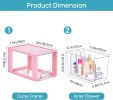 4 Pack Large Stackable Storage Drawers,Pink,Easily Assemble Acrylic Bathroom Closet Undersink Organizers and Storage,Plastic Bins for Kitchen Cabinets