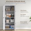 72" Freestanding Storage Cabinet, Kitchen Pantry Cabinet with Doors and Shelves for Dining Room, White