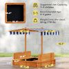 Outsunny Wooden Kids Sandbox with Adjustable Canopy, Foldable Bench Seats, and Cover, Red