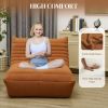 HOMCOM Floor Chair with Back Support, Teddy Fleece Sofa Chair with Channel Tufting, Meditation Chair for Bedroom, Brown