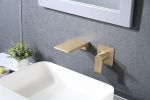 Brushed Gold Wall Mount Waterfall Faucet Single Handle Bathroom Sink Faucet