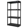 (2 pack) Black Plastic 4-Tier Shelving Unit, 280 lb Capacity, 56.2x30x13.8 Inches