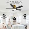 42 Inch Flush Mount Ceiling Fans with LED Light 22W and Remote Control 5 ABS Fan Blades for Bedroom Patio