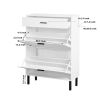 Shoe Cabinet, Freestanding Shoe Rack Storage Organizer with Drawers and Metal Legs, Modern Shoe Storage Cabinet with 2 Flip Drawers for Entryway