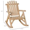 Outsunny Wooden Rustic Rocking Chair, Indoor Outdoor Adirondack Log Rocker with Slatted Design for Patio, Lawn, Natural
