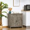 32" Farmhouse Sideboard Buffet Cabinet, Barn Door Style Coffee Bar for Kitchen, Living Room or Entryway, Gray Wash