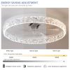 Modern Acrylic Ceiling Fan Light with Remote Control, Dimmable LED Chandelier, 6-Speed Adjustable, Quiet Motor, Flush Mount Design for Living Room, Be
