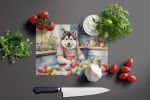 Decorating Easter Alaskan Malamute Glass Cutting Board Decorative Tempered Glass Kitchen Cutting and Serving Board Large Size Chopping Board