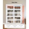 Sliding Closet Door, 60" (Double 31") x 80", 5-Lite Frosted Glass Bypass Sliding Doors with Hardware Kit & Floor Guide