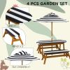 Outsunny Kids Outdoor Wooden Table & Chair Set with Umbrella, Seating for 4, Ages 3-8