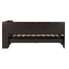 Twin Size L-shaped Bookcases Bed with Power Outlets, USB Charging Ports,Two Drawers,Espresso