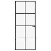 Interior Door Black 32.7"x79.3" Tempered Glass&Aluminum Slim