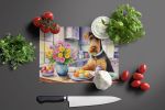 NEW Decorating Easter Airedale Terrier Glass Cutting Board Decorative Tempered Glass Kitchen Cutting and Serving Board Large Size Chopping Board