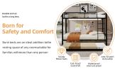 Durable Square Tube Iron Bunk Bed Featuring Safety Rails, Modern Minimalist Look, Ideal for Kids Room, Guest Room or Shared Space
