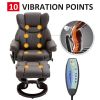 HOMCOM Massage Recliner Chair Brown with Ottoman 10-Point Vibrating Swivel for Bedroom & Living Room