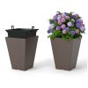 Set of 2 Square Taper Planter with Removable Inner Bucket and Optional Drainage Hole