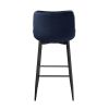 Set of 2 Pub Height Chairs Dark Blue Velvet Upholstery Modern Casual Dining Furniture Metal Legs, 29-inch Seat Height, Bar Chairs
