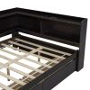 Full Size L-shaped Bookcases Bed with Power Outlets, USB Charging Ports,Two Drawers,Espresso