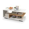 Rectangular Coffee Table with L-shaped Middle Shelf