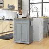 Gray Kitchen Cart, Rolling Island with Drawer, Adjustable Shelf & 2 Towel Racks