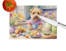 Decorating Easter Norfolk Terrier Glass Cutting Board Decorative Tempered Glass Kitchen Cutting and Serving Board Large Size Chopping Board