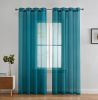 2 Piece Semi Sheer Voile Window Curtain Grommet Panels for Bedroom & Living Room (54" W x 84" L, Aqua Blue (Teal))