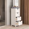 White Freestanding Storage Cabinet with 4 Drawers, Bathroom Entryway Storage Organizer for Bathroom, Living Room, Kitchen