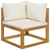 3-Seater Patio Sofa with Cushion Cream Solid Acacia Wood