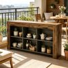 Rustic Wood Sofa Table with 6 Storage Cubes Entryway Console Table for Living Room Home Decorative Furniture