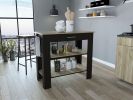 1-Drawer 2-Shelf Kitchen Island Wenge and Light Oak
