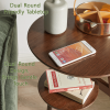 100% Solid Wood 2-Tier Side Table Sofa Side Table Living Room End Table Bedside Table,Solid Wood Round End Table