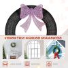 36in Pre-lit Outdoor Christmas Wreath Decoration, Lighted Metal Wreath with Purple Bow, Remote Control LED Lights with Timer