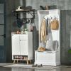 HOMCOM Hall Tree with Coat Rack, Storage and Sitting Bench, White