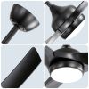 52 Inch Modern Black Ceiling Fan with 18W LED Light and Remote Control 3 ABS Blades DC Motor for Bedroom Living Roon