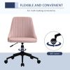 Vinsetto Velvet Swivel Mid-Back Office Chair Scallop Design Home Office Pink