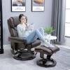 HOMCOM Massage Recliner Chair Brown with Ottoman 10-Point Vibrating Swivel for Bedroom & Living Room