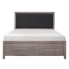 Brownish Gray Finish Full Size Panel Bed 1pc Faux Leather Upholstered Headboard Industrial Design Bedroom Furniture