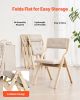 Wooden Folding Chairs with Padded Cushion and Wooden Frame Beige Set of 4