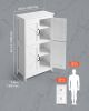 Wooden Bathroom Floor Cabinet Storage Organizer Adjustable Shelf White