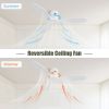 52 Inch Indoor Wooden Ceiling Fan With 3 Solid Wood Blades Remote Control Reversible DC Motor Without Light