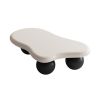 40 Inch Cloud Shaped Coffee Table with 3 Ball Legs for Living Room, White Top Black Legs