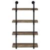 Black and Rustic Oak 4-tier Wall Shelf