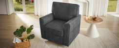 360Â° Swivel Chair Accent Barrel Armchair Swivel Sofa Chair with Side Pockets for Living Room, Bedroom, Office and Hotel, Grey